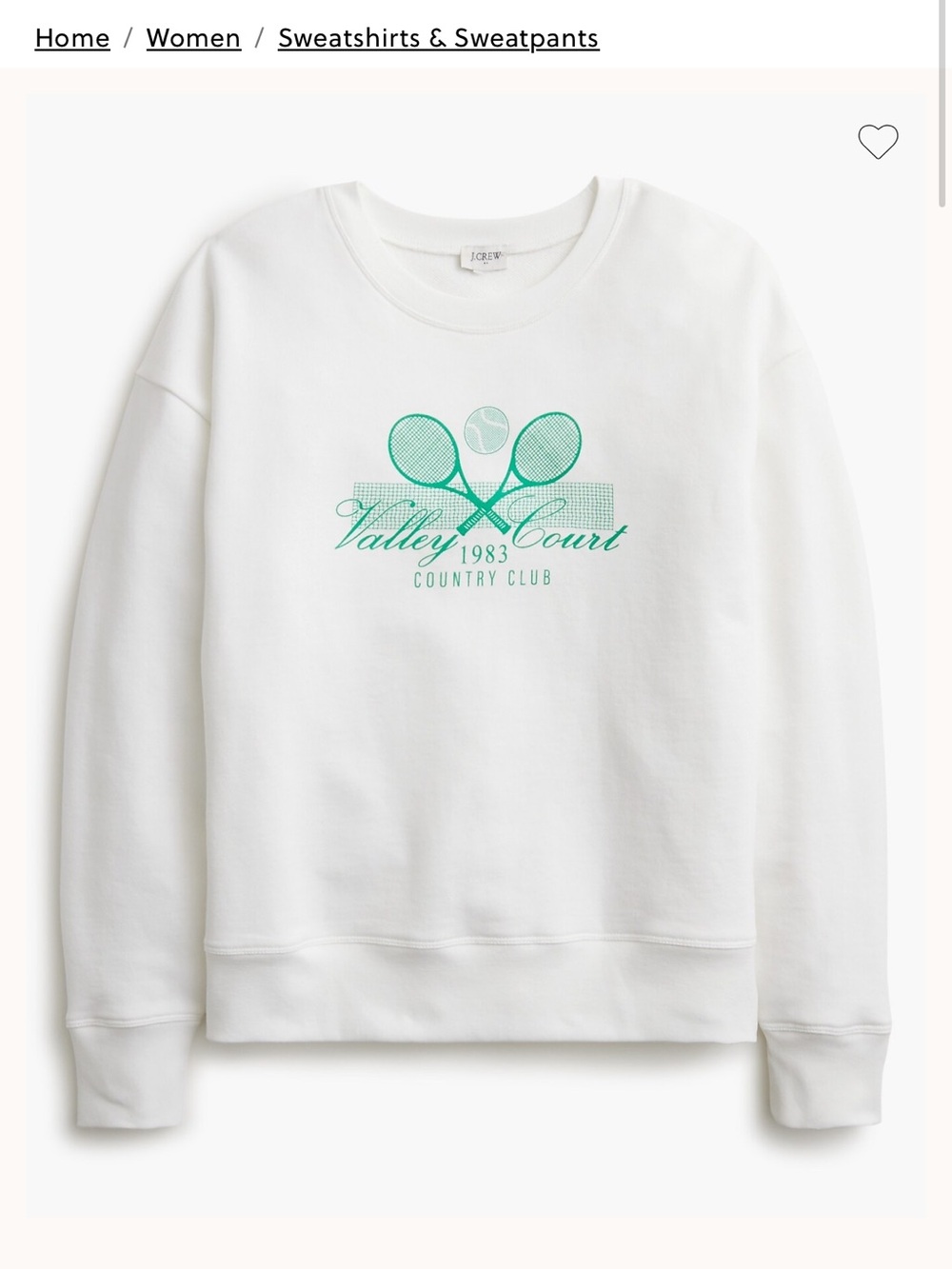 J. Crew Women's White 'Valley Court' Graphic Sweatshirt Large